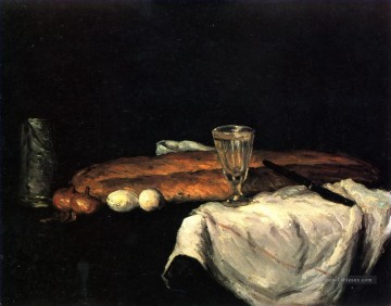 Nature morte avec pain et oeufs Paul Cézanne Peinture à l'huile